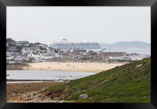 Majestic Cruise Ship in Isles of Scilly Framed Print by Simon Marlow