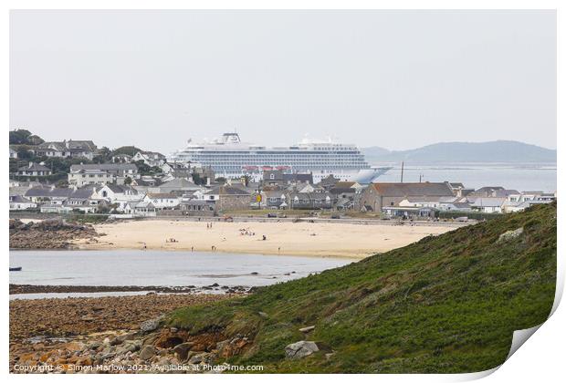Majestic Cruise Ship in Isles of Scilly Print by Simon Marlow