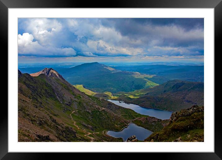 Llyn Lydaw and Llyn Glaswyn from Mount Snowdon Framed Mounted Print by Hazel Wright