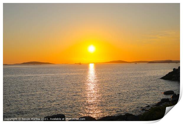 Exotic Sunset in Isles of Scilly Print by Simon Marlow