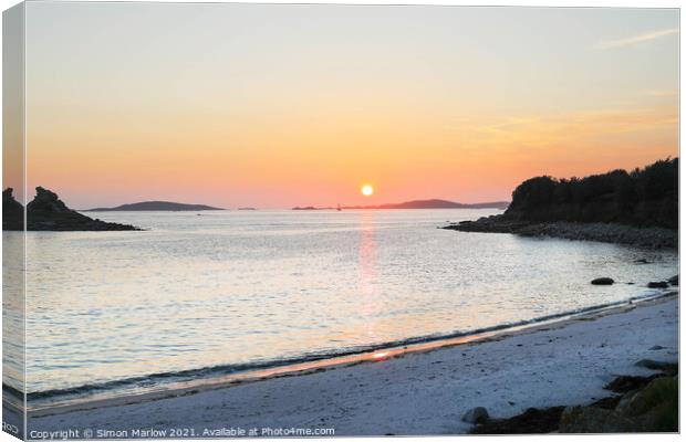 Sunset at St Marys, Isles of Scilly Canvas Print by Simon Marlow