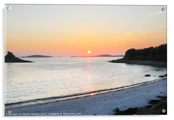 Sunset at St Marys, Isles of Scilly Acrylic by Simon Marlow
