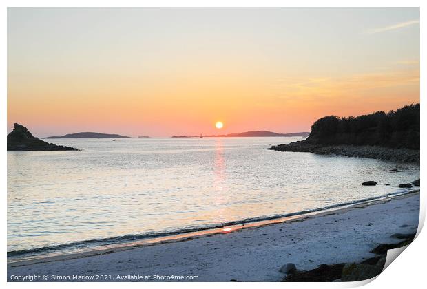 Sunset at St Marys, Isles of Scilly Print by Simon Marlow