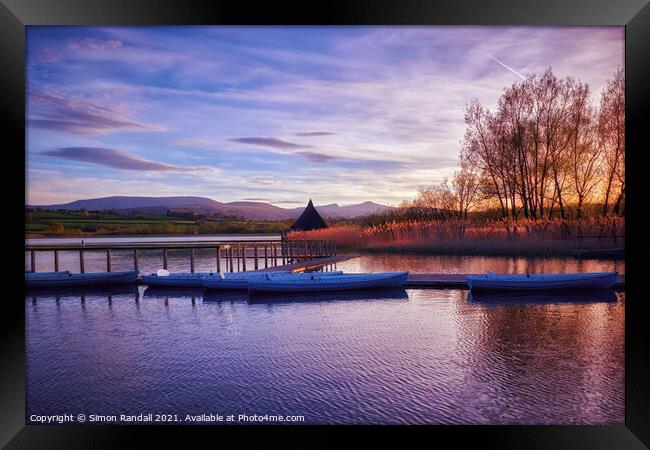 Sunset at Llangorse Lake Framed Print by Simon Randall