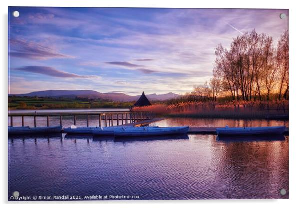 Sunset at Llangorse Lake Acrylic by Simon Randall