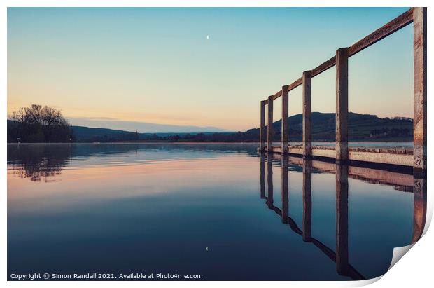 Sunrise at Llangorse Lake Print by Simon Randall