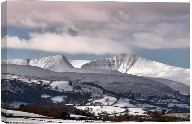 Brecon Beacons in the Snow Canvas Print by Simon Randall