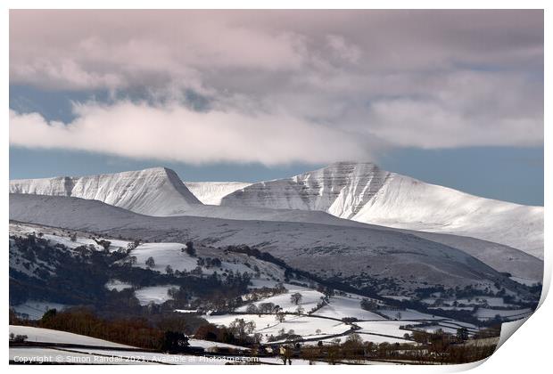 Brecon Beacons in the Snow Print by Simon Randall