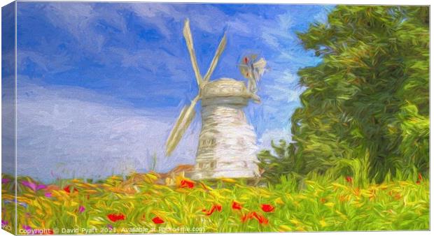 Windmill Panorama Art Canvas Print by David Pyatt