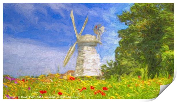 Windmill Panorama Art Print by David Pyatt