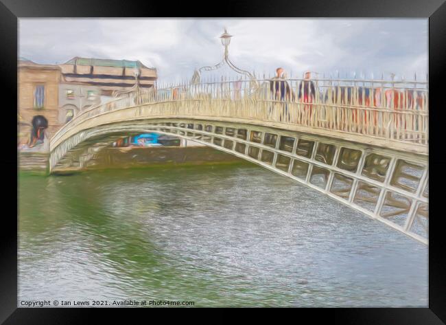Ha'Penny Bridge Dublin an Impressionist View Framed Print by Ian Lewis