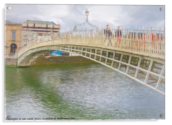 Ha'Penny Bridge Dublin an Impressionist View Acrylic by Ian Lewis