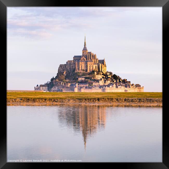 Mont Saint-Michel 	at the dawn Framed Print by Laurent Renault