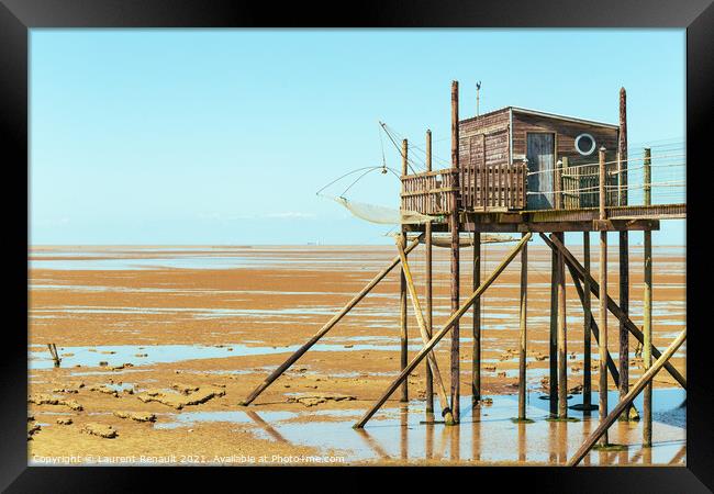 Hut of fisherman in the bay Framed Print by Laurent Renault