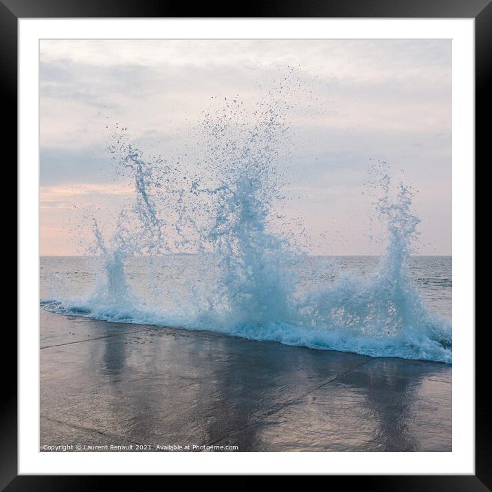 Splashing wave in Saint-Malo Framed Mounted Print by Laurent Renault