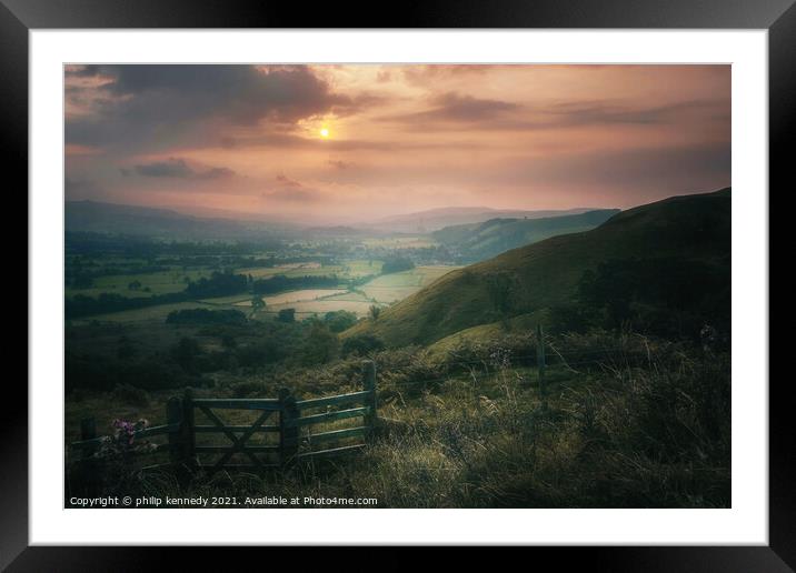 Hope Valley Sunrise Framed Mounted Print by philip kennedy