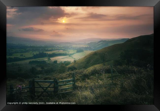 Hope Valley Sunrise Framed Print by philip kennedy