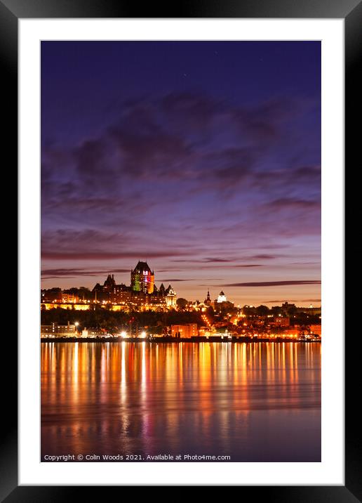 Quebec City at dusk Framed Mounted Print by Colin Woods