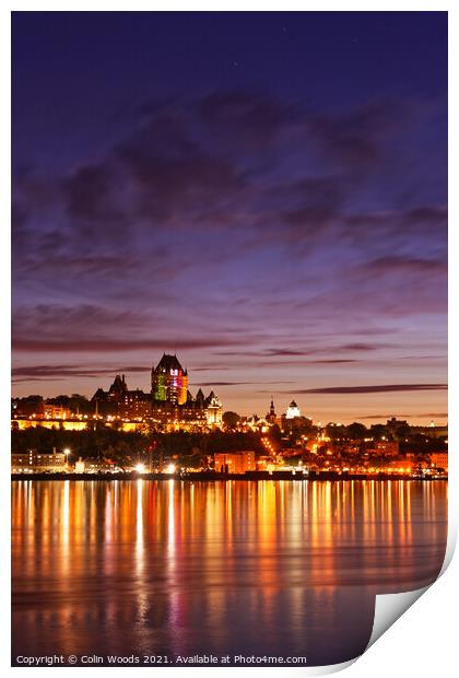 Quebec City at dusk Print by Colin Woods
