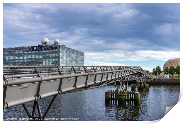 Millennium Bridge, Glasgow Print by Jim Monk