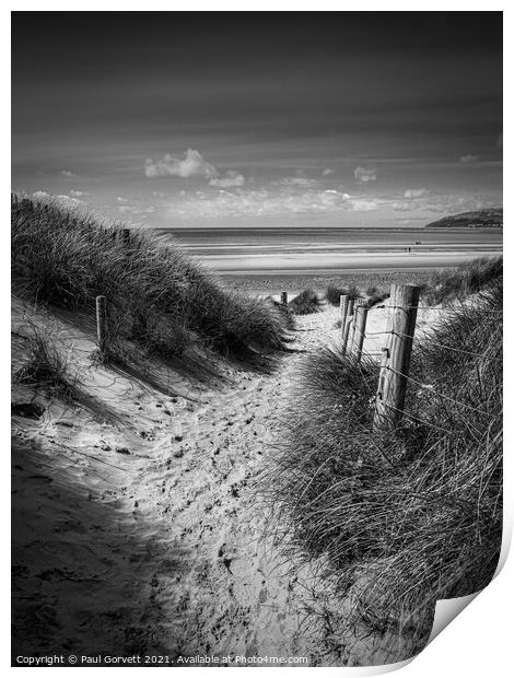 path in the dunes leading to the beach Print by Paul Gorvett