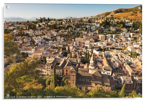 Granada, view of Albaicin district. Andalusia,  Acrylic by Stefano Orazzini