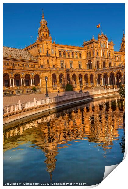 Plaza de Espana Square Reflection Seville Spain Print by William Perry