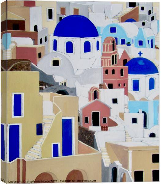 Santorini Canvas Print by Stephanie Moore