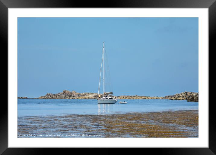 Yacht moored at St Martins, Isles of Scilly Framed Mounted Print by Simon Marlow