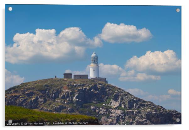 Bishops Rock Lighthouse Acrylic by Simon Marlow