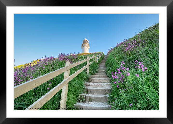 Steps up to Flamborough Lighthouse Framed Mounted Print by Martin Williams