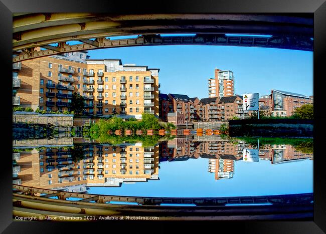 Roberts Wharf Reflection Leeds Framed Print by Alison Chambers