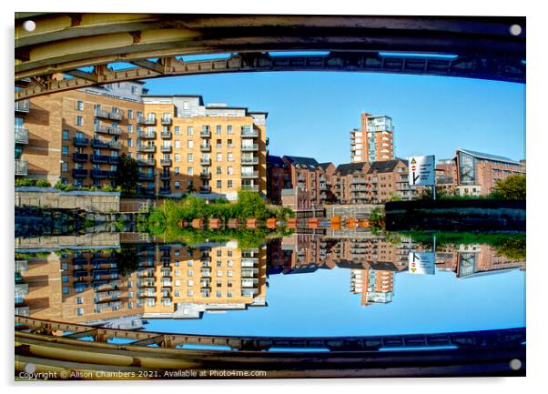 Roberts Wharf Reflection Leeds Acrylic by Alison Chambers