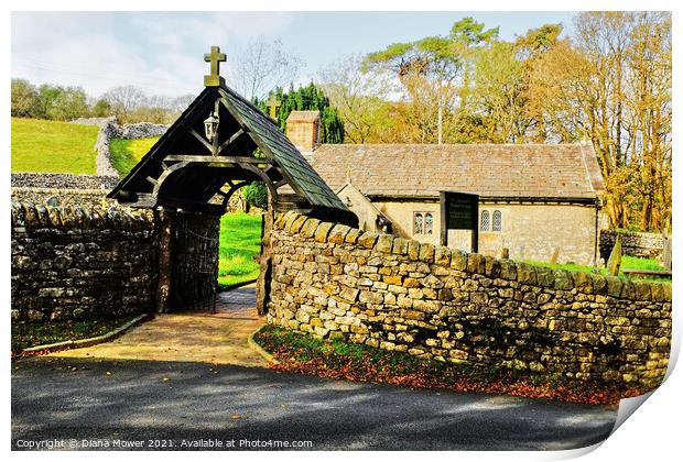 Chapel-le-Dale Church St Leonards Yorkshire Print by Diana Mower