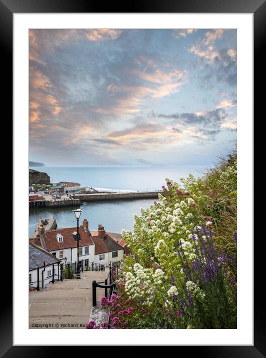 Whitby Steps At Sunset #2 Framed Mounted Print by Richard Burdon