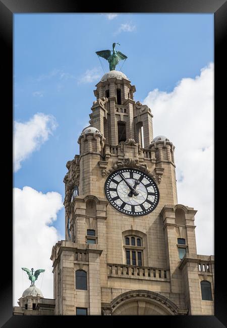 Portrait crop of the Liver Birds on the Liverpool skyline Framed Print by Jason Wells