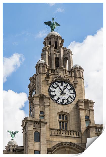 Portrait crop of the Liver Birds on the Liverpool skyline Print by Jason Wells