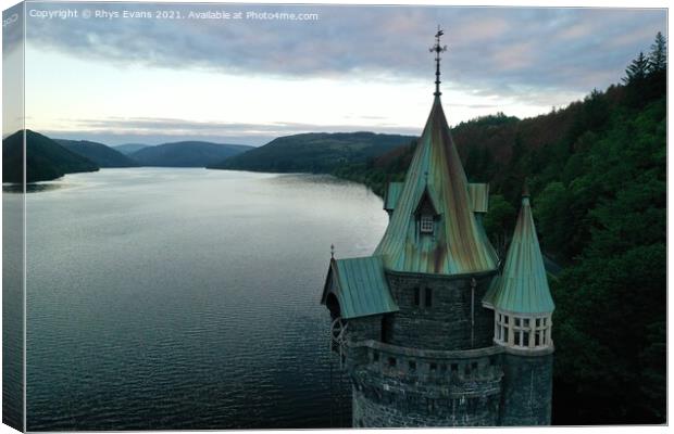 Lake Vyrnwy Straining Tower Canvas Print by Rhys Evans