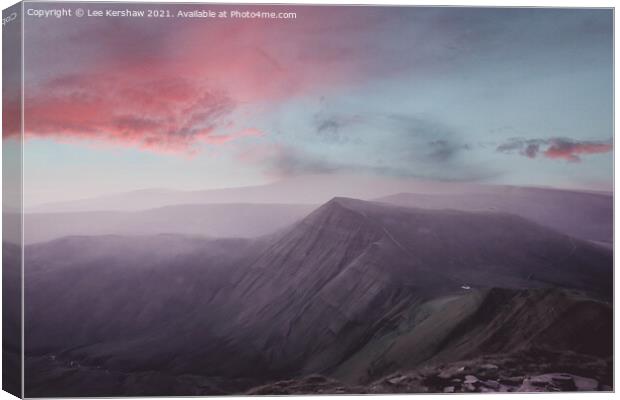 The Misty Mountains (the Brecon Beacons at Dawn) Canvas Print by Lee Kershaw