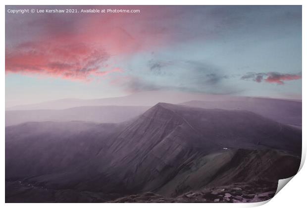 The Misty Mountains (the Brecon Beacons at Dawn) Print by Lee Kershaw