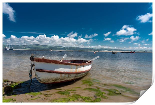 Boats and sky at aberdovey Print by stuart bingham