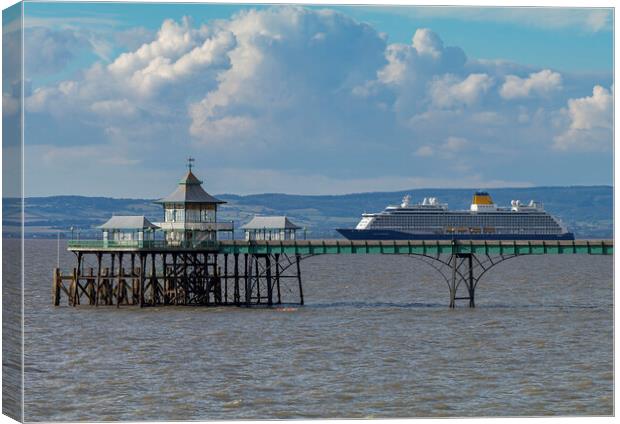 Clevedon Pier cruise ship Canvas Print by Rory Hailes