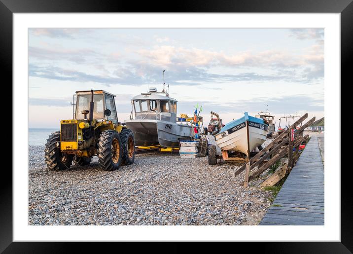 Tractors and fishing boats on Cromer beach Framed Mounted Print by Jason Wells