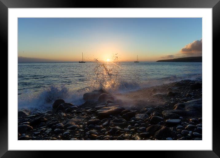 Sunset on a Rocky Beach Framed Mounted Print by Ashley Wootton