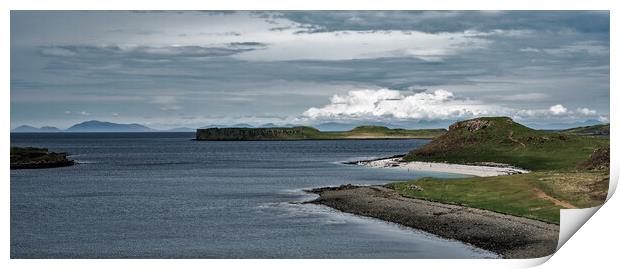 Coral beach Isle of skye with stornoway in the distance Print by stuart bingham