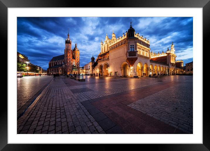 Old Town Main Square in Krakow at Twilight Framed Mounted Print by Artur Bogacki