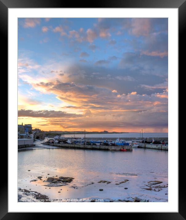 Sunset Seahouses Harbour Framed Mounted Print by Craig Williams