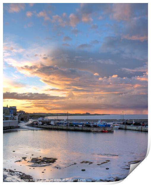 Sunset Seahouses Harbour Print by Craig Williams
