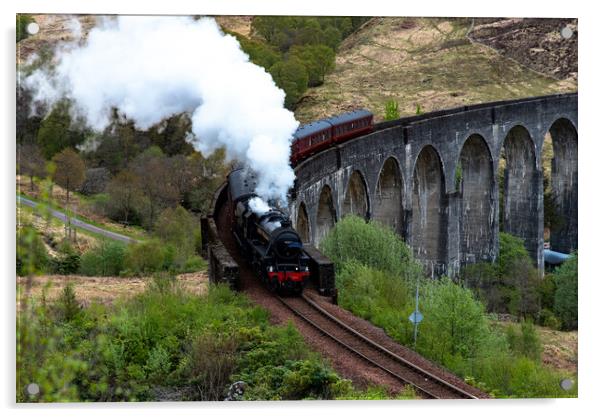 Glenfinnan viaduct steam train Acrylic by stuart bingham