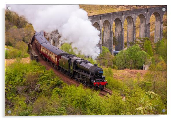 Jacobite steam train glenfinnan viaduct Acrylic by stuart bingham